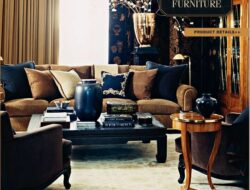 Brown Black And Blue Living Room