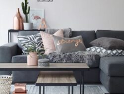 Grey Pink And Copper Living Room