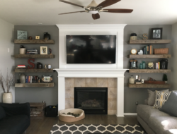 Living Room Shelves Next To Fireplace