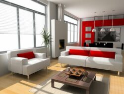 Contemporary Red And White Living Room