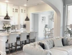 Gray And White Kitchen And Living Room