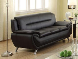 Ufe Norton Dark Brown Faux Leather Modern Living Room Sofa