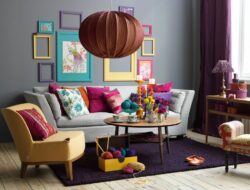 Pink Blue And Yellow Living Room