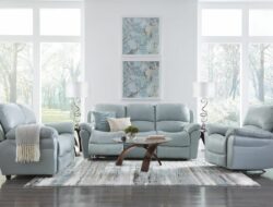 Vercelli Aqua Leather 3 Pc Living Room With Reclining Sofa