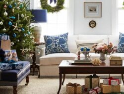 Coastal Christmas Living Room