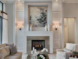 Transitional Living Room With Fireplace