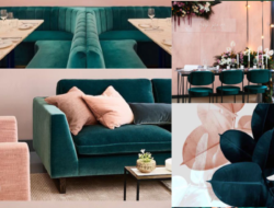 Rose Gold And Green Living Room