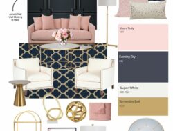 Navy Gold And Blush Living Room