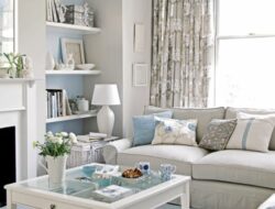 Cream White And Blue Living Room