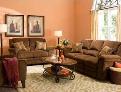Peach And Brown Living Room