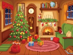 Cartoon Christmas Tree In Living Room
