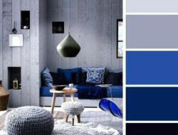Gray And Dark Blue Living Room