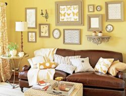 Yellow Living Room Brown Furniture