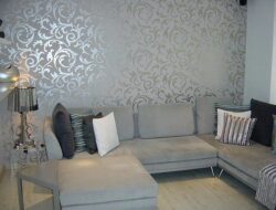 Grey Wallpaper Feature Wall Living Room
