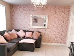 Living Room Wallpaper Rose Gold
