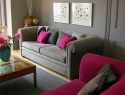 Grey And Hot Pink Living Room