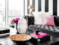 Pink Black White Living Room