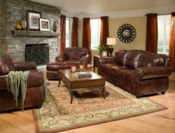 Living Room Design Brown Leather Couch