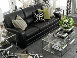 Black Leather Sofa Living Room Decor
