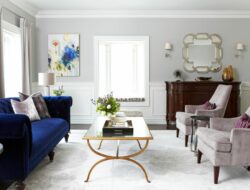 Living Room Blue Velvet Sofa