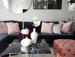 Rose Gold And Black Living Room