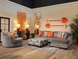 Gray Orange Living Room