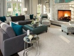 Teal Brown And Gray Living Room