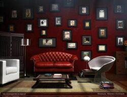Living Room Dark Red Walls