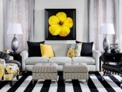 Black White Grey And Yellow Living Room