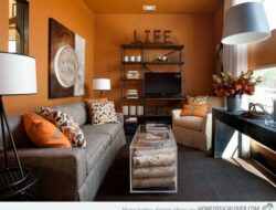 Grey Brown And Orange Living Room