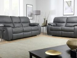 Grey Leather Reclining Living Room Set