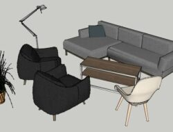 Living Room Sofa Set Sketchup Model