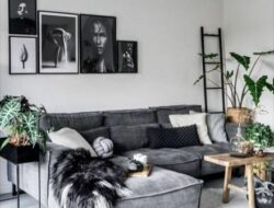 Black Living Room With Plants