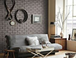 Gray Brick Wall Living Room