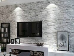 Grey Brick Wallpaper In Living Room
