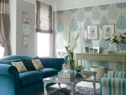 Turquoise Living Room Wallpaper