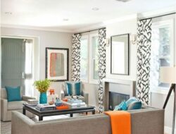 Teal Grey And Orange Living Room
