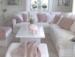 White And Rose Gold Living Room