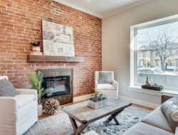 Brick Wall In Living Room With Fireplace