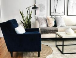 Navy Velvet Accent Chair Living Room