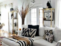 White Gold And Black Living Room