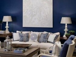 Navy Living Room Feature Wall