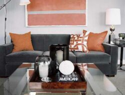 Charcoal And Orange Living Room