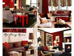Brown Beige And Red Living Room