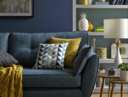 Blue Grey Mustard Living Room