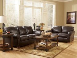 Chocolate Brown Leather Living Room Set