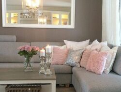 Pink Grey And Beige Living Room