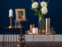 Navy Blue And Copper Living Room