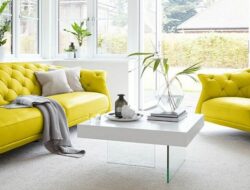 Yellow Leather Living Room Set