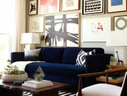 Navy Blue Velvet Sofa Living Room